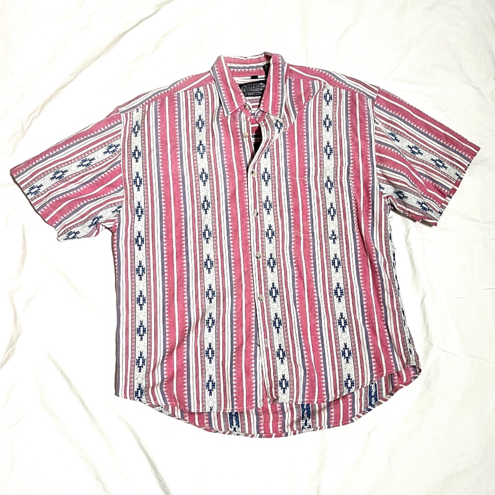 Vintage 90s Point Zero Southwestern Style Button Down Men's Shirt, Size XL - Picture 3 of 8